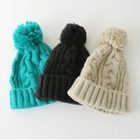 HAPPY CAT - Pompom-Accent Cable-Knit Beanie