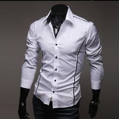 Hansel - Contrast Trim Long-Sleeve Shirt Hansel - Contrast Trim Long-Sleeve Shirt
