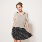 CatWorld - Set: Sleeveless Dotted Dress + Knit Top