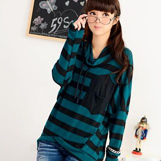Stripe Dip-Back Hooded Top Stripe Dip-Back Hooded Top