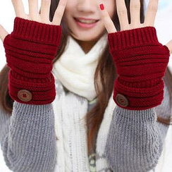 Home Simply - Buttoned Knit Fingerless Gloves Home Simply - Buttoned Knit Fingerless Gloves