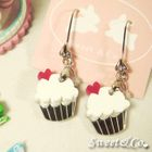 Sweet & Co. - Mini White Cupcake Crystal Silver Earrings