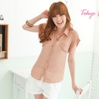 Tokyo Fashion - Short-Sleeve Flap-Detail Chiffon Blouse