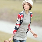 YUMI - Lace-Hem Hooded Top