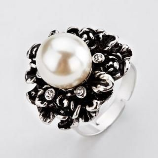 Rhinestone Faux-Agate Ring