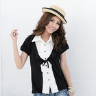 RingBear - Inset Shirt Drawstring Short-Sleeve Knit Top