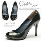 MODELSIS - Genuine Leather Patent Open-Toe Stilettos