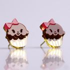 Sweet & Co. - Miss Cupcake Chocolate Stud Gold Earrings