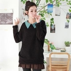 Soneed - Collar-Accent Knit Long Top