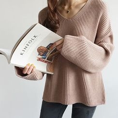 STYLEBYYAM - V-Neck Drop-Shoulder Knit Top STYLEBYYAM - V-Neck Drop-Shoulder Knit Top