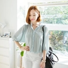 SUVINSHOP - 3/4-Sleeve Sheer Blouse