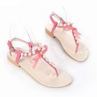 Grace Candy - Bow-Accent Beaded Thong Sandals