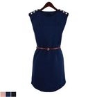 TIME/X9 - Set: Button-Accent Dress + Belt 