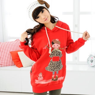 Girl Print Hooded Pullover Girl Print Hooded Pullover