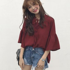 CosmoCorner - Tie-Neck Chiffon Blouse CosmoCorner - Tie-Neck Chiffon Blouse