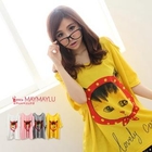 Maymaylu Dreams - 'Cat' Print Off-Shoulder Oversized Top
