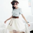BAIMM - Set: Mock Two-Piece Chiffon Dress + Elasticized Belt