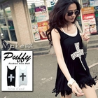 PUFFY - Fringed Cross Print Tank Top
