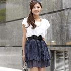 59th Street - Set: Mock Two Piece Dotted Chiffon Dress + Belt