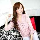 Tokyo Fashion - Tie-Neck Pleated Chiffon Blouse