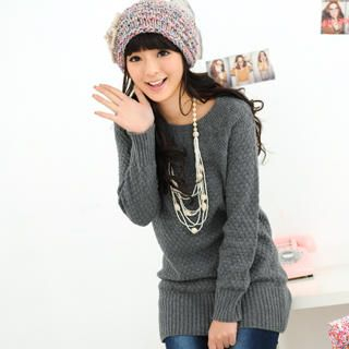 Grid Pattern Knit Sweater