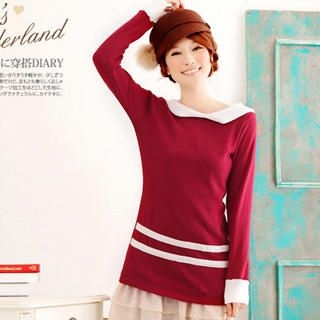 Contrast-Trim Long-Sleeve Cotton Dress