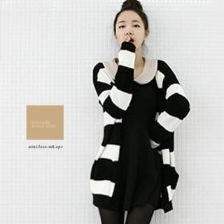 Wool Blend Striped Cardigan