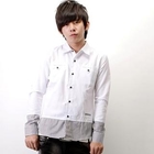 SeventyAge - Striped-Hem Long Sleeve Shirt