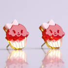 Sweet & Co. - Miss Cupcake Fuchsia Stud Gold Earrings