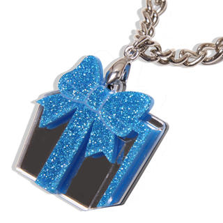 Sweet Blue Glitter Present Chain Silver Necklace Sweet Blue Glitter Present Chain Silver Necklace