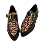 Grace Candy - Leopard Print Pointy Oxford Flats
