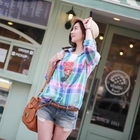 CLICK - Tab-Sleeve Plaid Shirt