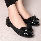 Mancienne - Bow-Accent Patent-Paneled Flats