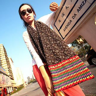 Knit Panel Floral Scarf