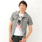 BLACK ASUKA - Short-Sleeve Skull Print Hooded Shirt
