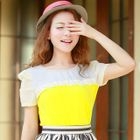 Angel Love - Chiffon-Sleeve Lace-Trim Panel Top