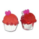 Sweet & Co. - Sweet Glitter Red Mirror Cupcake Stud Earrings