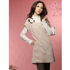 Tokyo Fashion - Faux-Pearl Rosette Accent Knit Dress