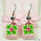 Sweet & Co. - Pink Rose Chocolate Polka Ribbon Earrings
