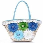 Smoothie - Lace-Trim Flower-Accent Straw Tote