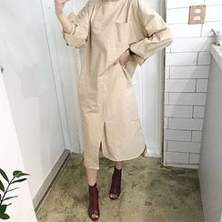 MARSHMALLOW - Maternity Slit-Front Dress MARSHMALLOW - Maternity Slit-Front Dress