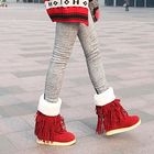 Smoothie - Fleece-Trim Fringed Mid-Calf Boots