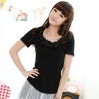 59 Seconds - Ruffled-Collar Short Sleeve T-Shirt