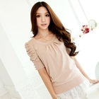 Tokyo Fashion - Bow-Accent Ruched-Sleeve Top