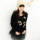 59 Seconds - Set: Tulle Hem Furry Top + Brooches