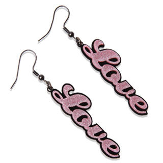 Sweet Pink Glitter Love Dangle Earrings Sweet Pink Glitter Love Dangle Earrings