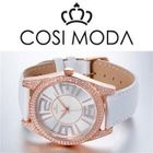 COSI MODA - Stainless Steel Genuine Leather Strap Watch with Cubic Zirconia COSI MODA - Stainless Steel Genuine Leather Strap Watch with Cubic Zirconia