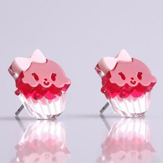 Miss Cupcake Fuchsia Stud Silver Earrings