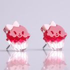 Sweet & Co. - Miss Cupcake Fuchsia Stud Silver Earrings
