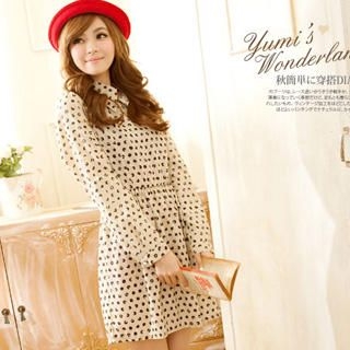 Silk-Blend Tab-Sleeve Dotted Dress Silk-Blend Tab-Sleeve Dotted Dress